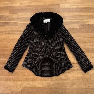 Curio New York black gold wrap style wool blend high low sweater sz medium
 b17